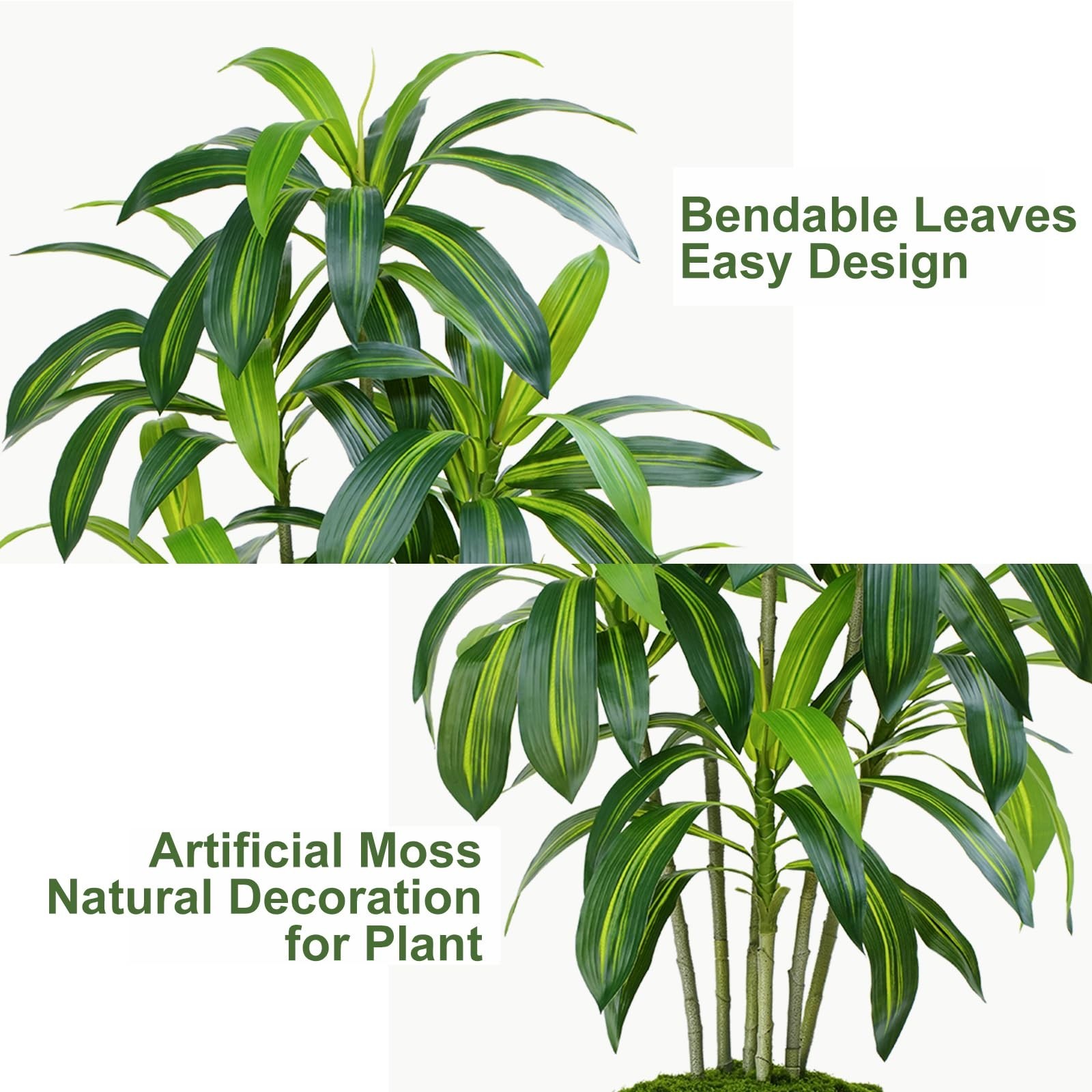 ZEEOZE Dracaena Artificial Tree 7Ft Tall White Planter Real Touch