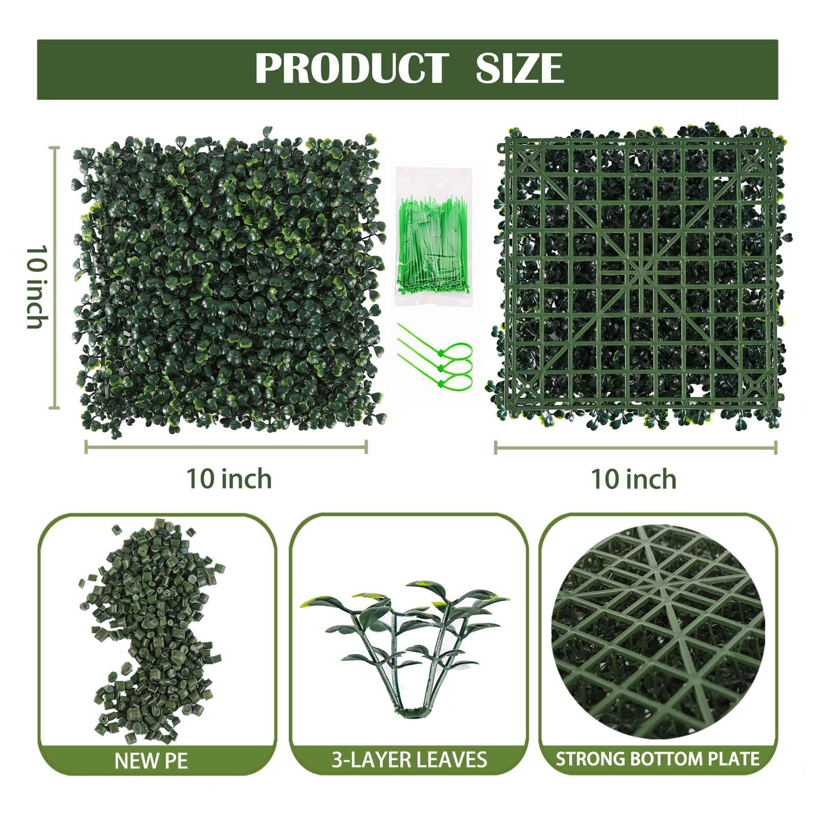 12PCS 10″x 10″ Artificial Boxwood Wall Panels, UV-Anti Grass Wall Hedge Plant…