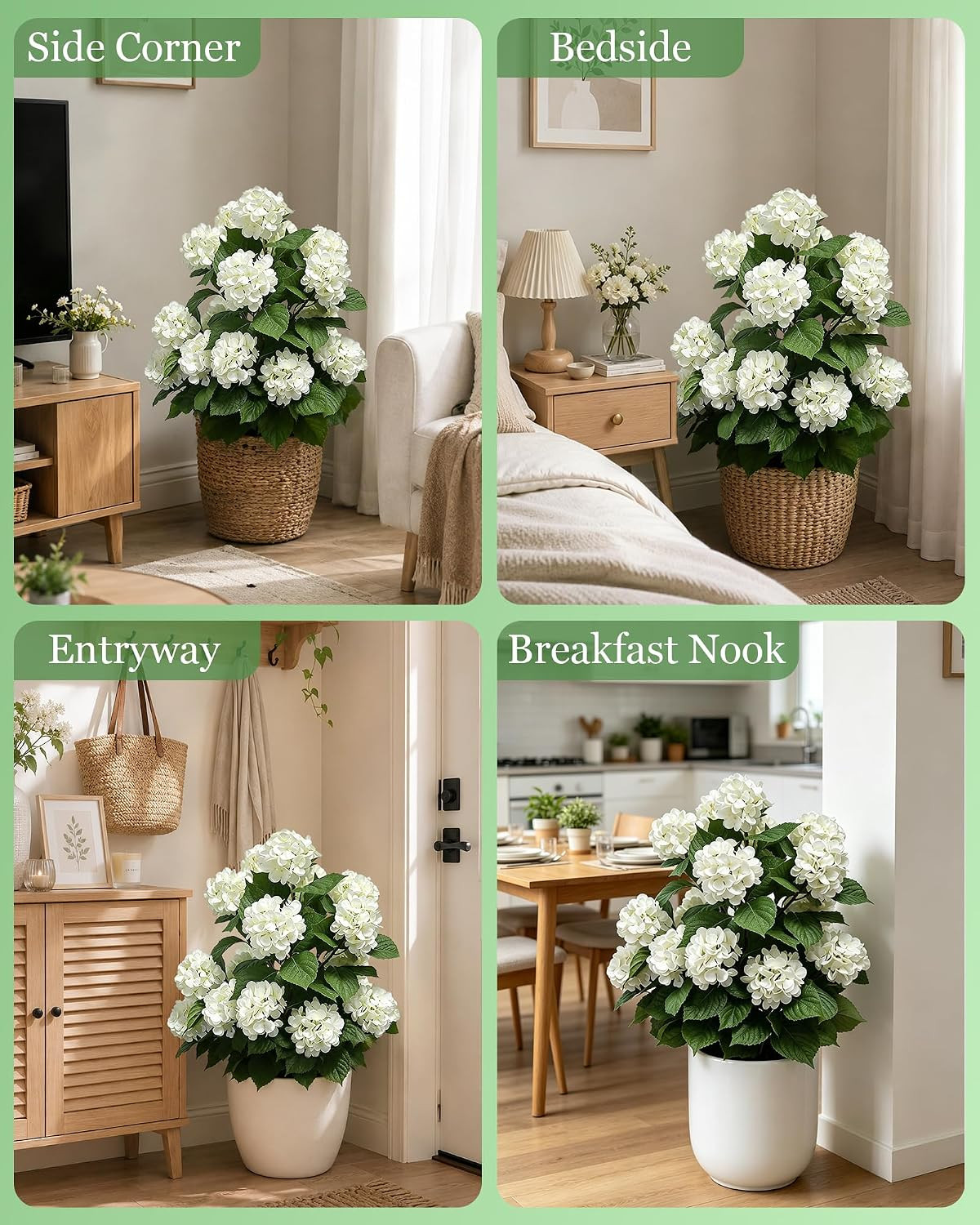 Artificial Hydrangea Tree 29.9″ Tall Set of 2, Faux Hydrangea Flowers in Pot, UV