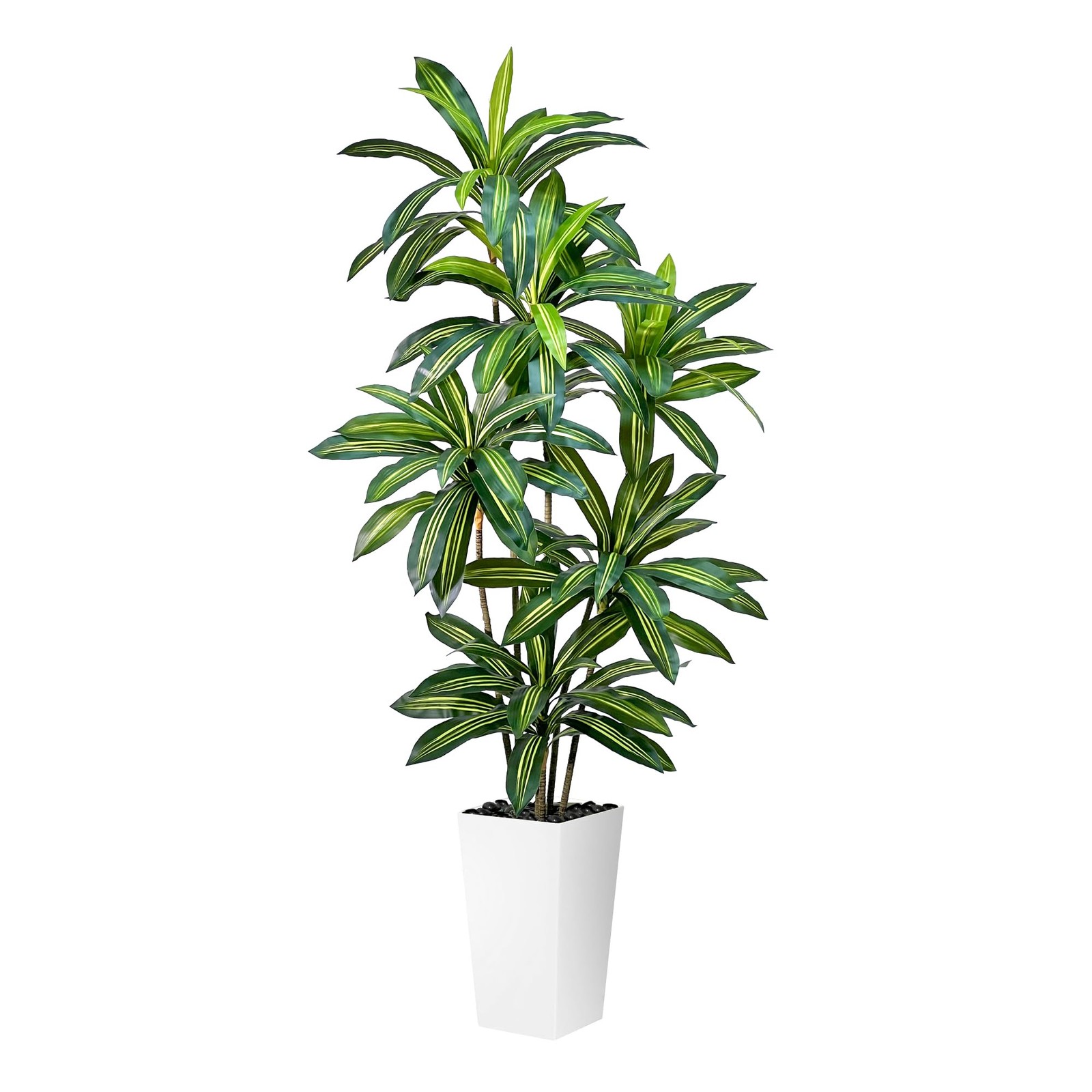MirageBotanics Artificial Dracaena Tree 7FT Tall Fake Plant WhitePlanter