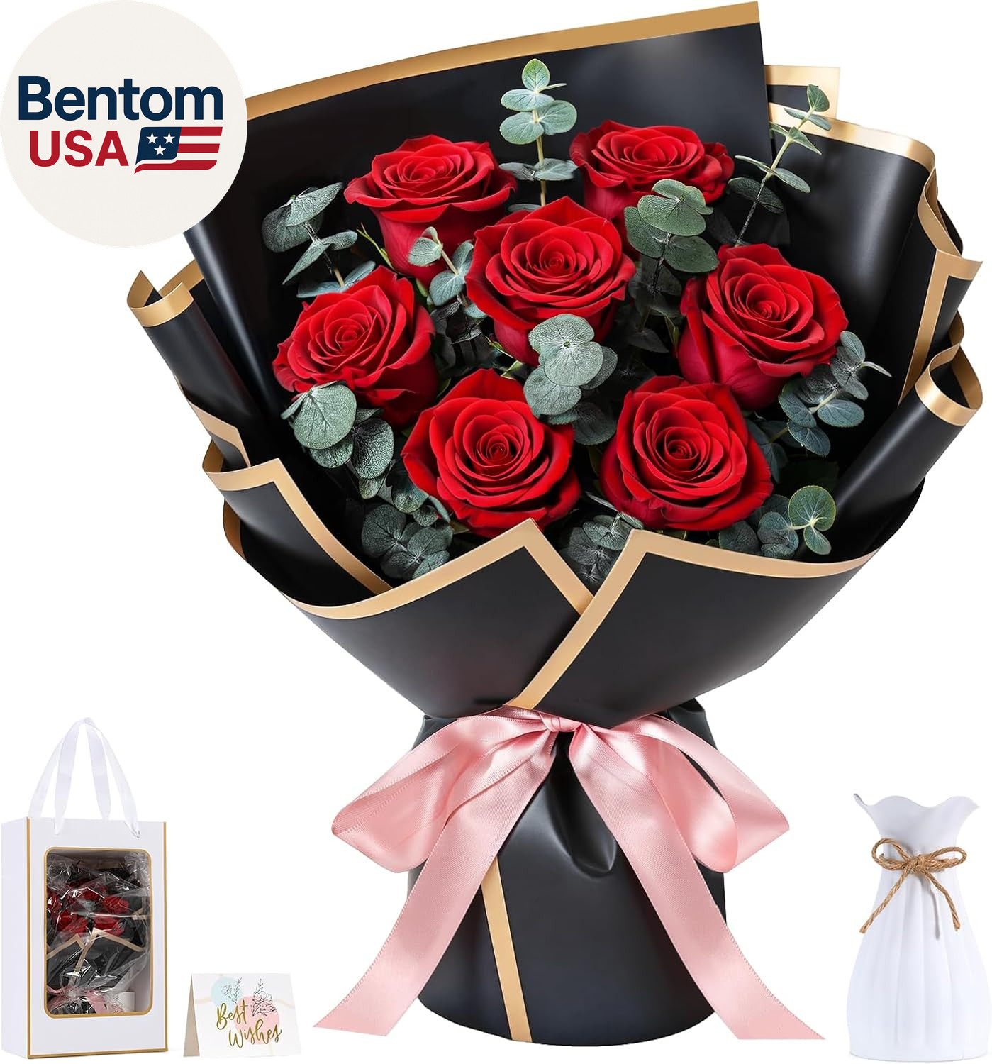 Flower for Delivery, Preserved Flowers Bouquet, Red Roses Bouquet, Real Long-Las