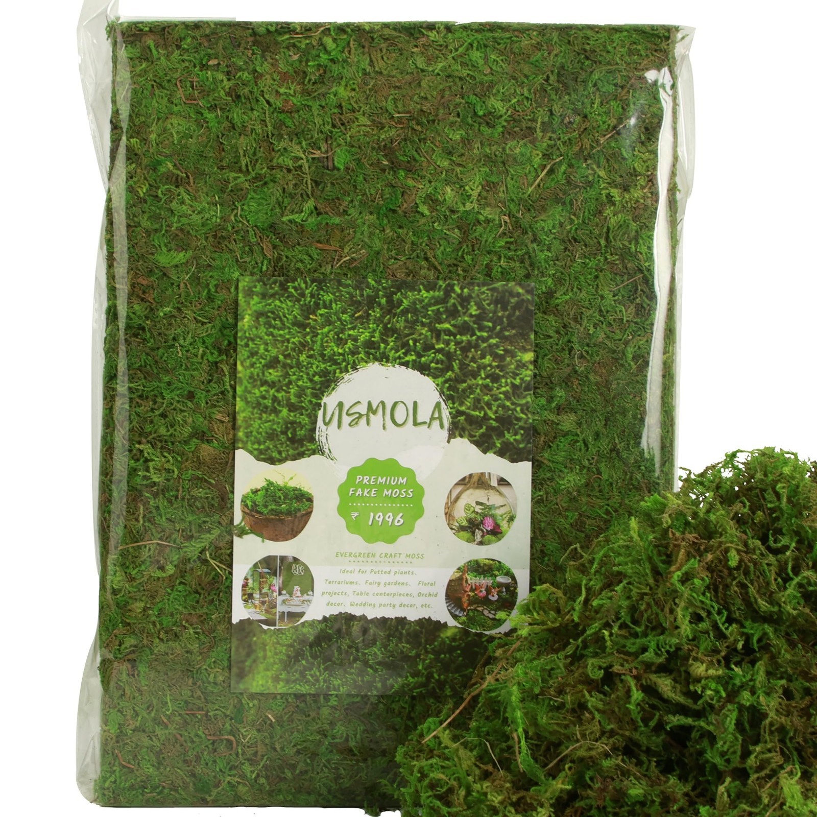 Large Capacity Fake Moss for Potted Plants & DIY Crafts – 2LBS Faux Green Moss f