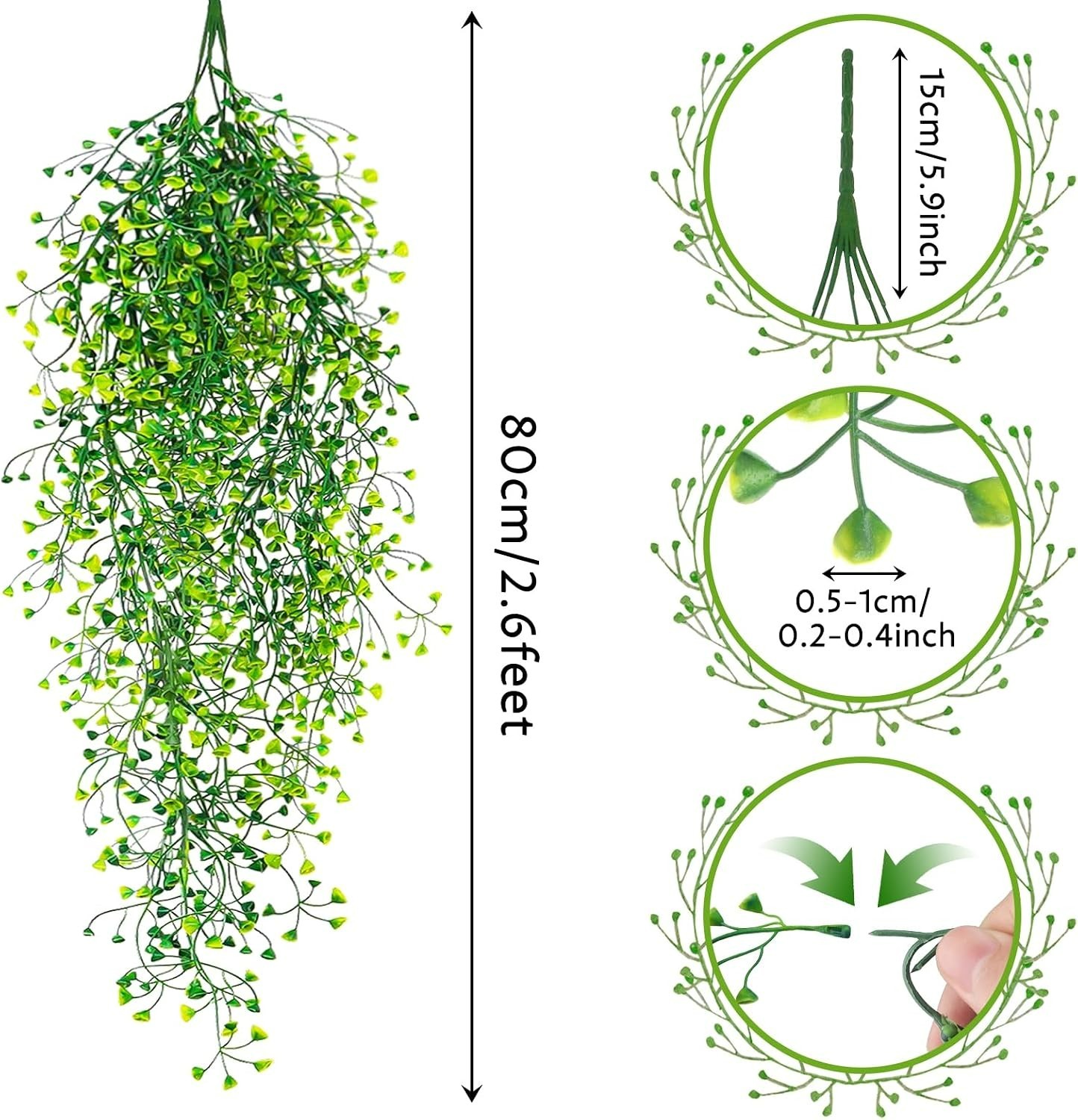 Gorgeous 3pcs UV-Proof Faux Hanging Plants for Effortless Indoor/Outdoor Style