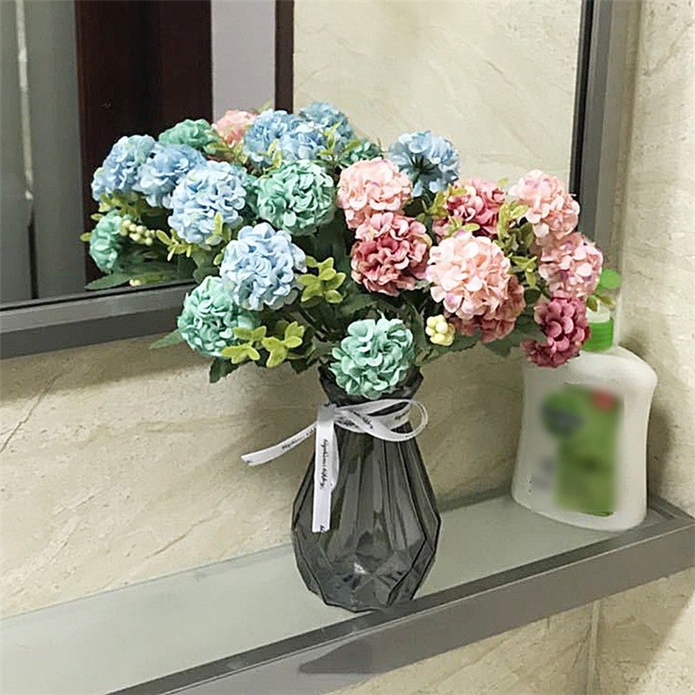 European Style Wedding Silk Flower Bouquet Blue Pink Yellow White Green Rose Red