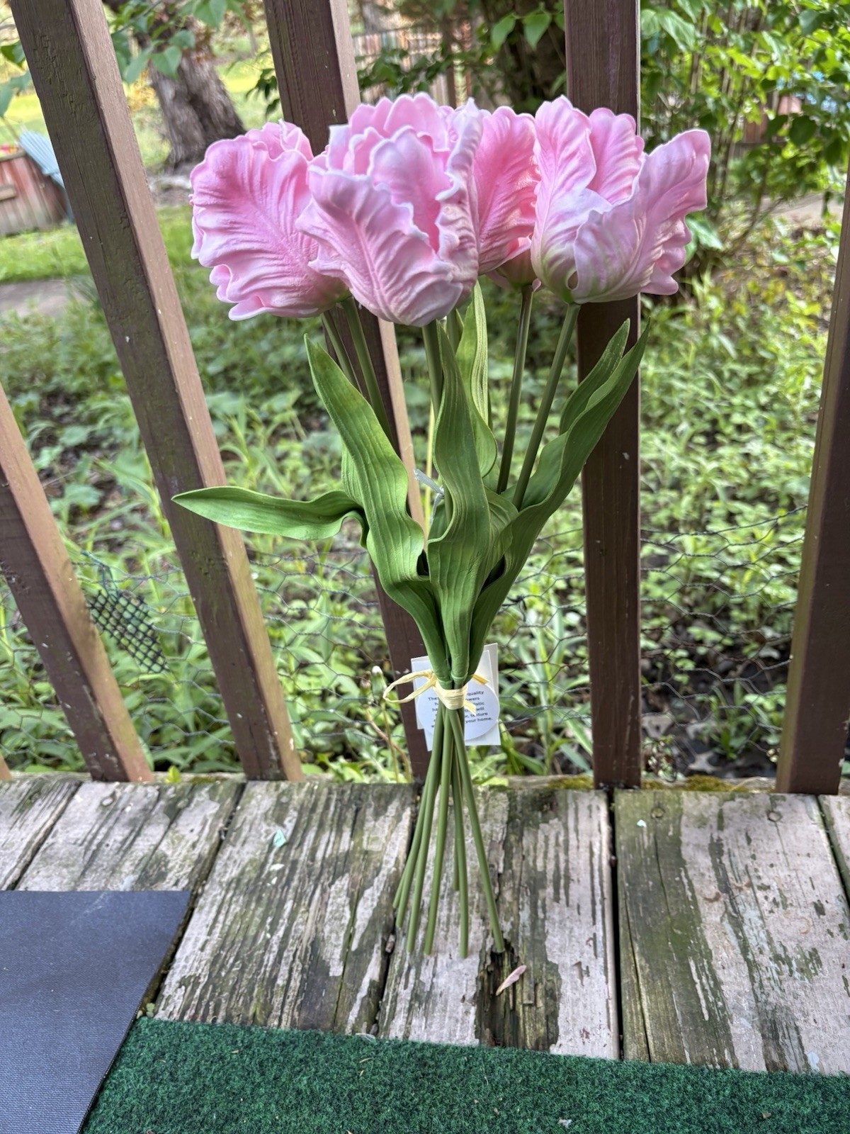 Allstate, 15″ Real Touch Parrot Tulip Bundle – Pink 2 Bouquets Latex Faux Flower