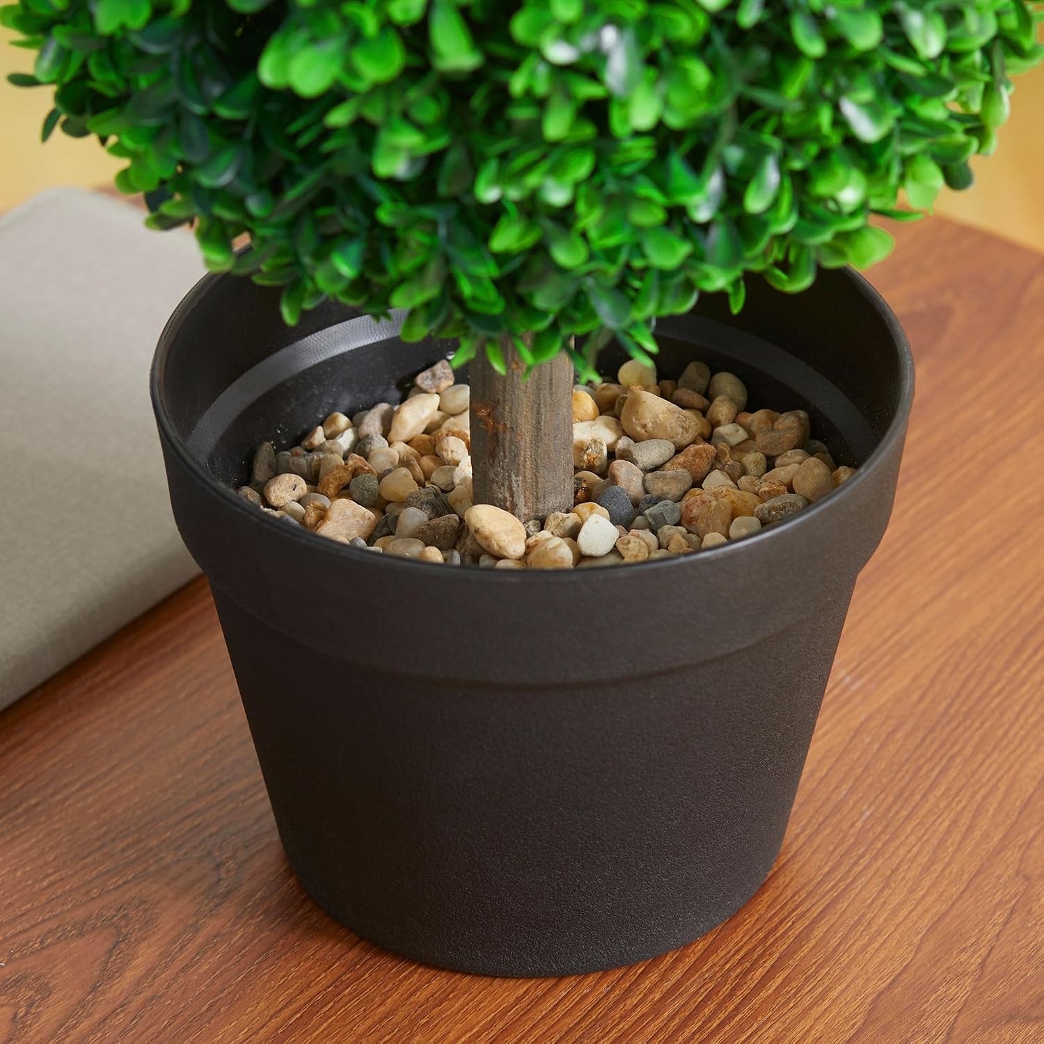 Set of 2 23.6″ Artificial Ball Boxwood Topiary Trees W/ Pot Indoor Outdoor Fake