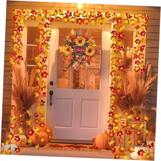 2 Pack Fall Decorations for Home Maple Leaf Lights Multicolored, Total 2 PACK