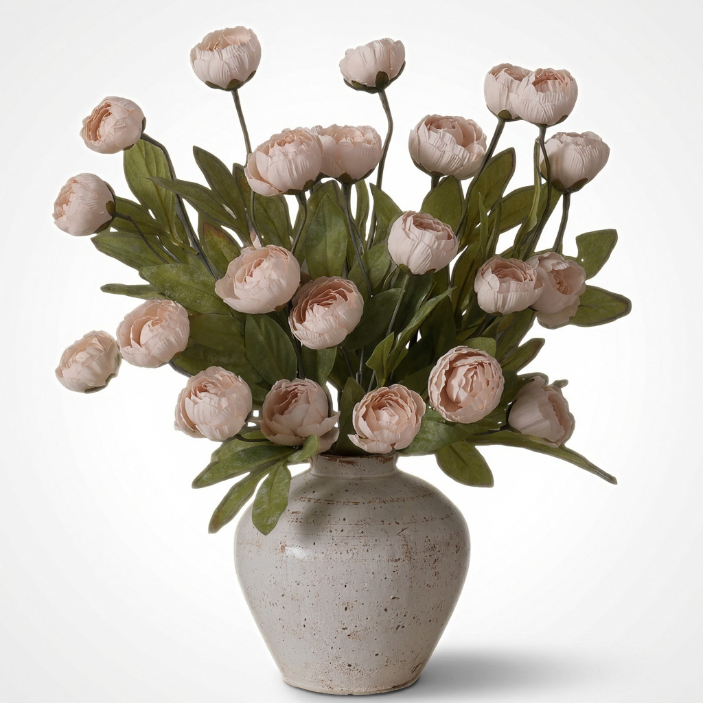 Faux Silk Peony Flowers 6 Pcs Artificial Peony Branches 27 Inch for Centerpieces