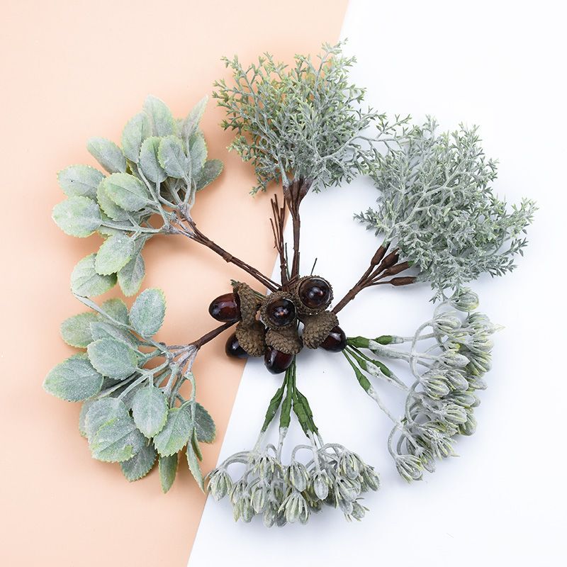 6PCS Artificial Plants Plastic Leaves Scrapbooking Art Accessory DIY Decoration