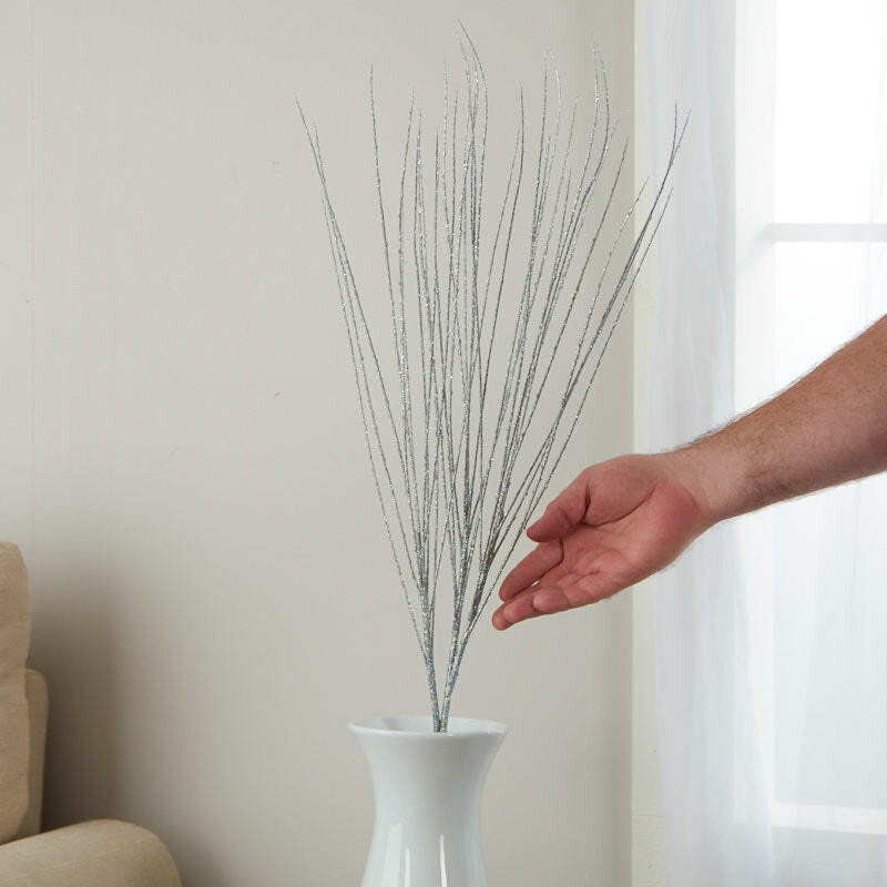 Silver Glitter Pistil Grass Spray