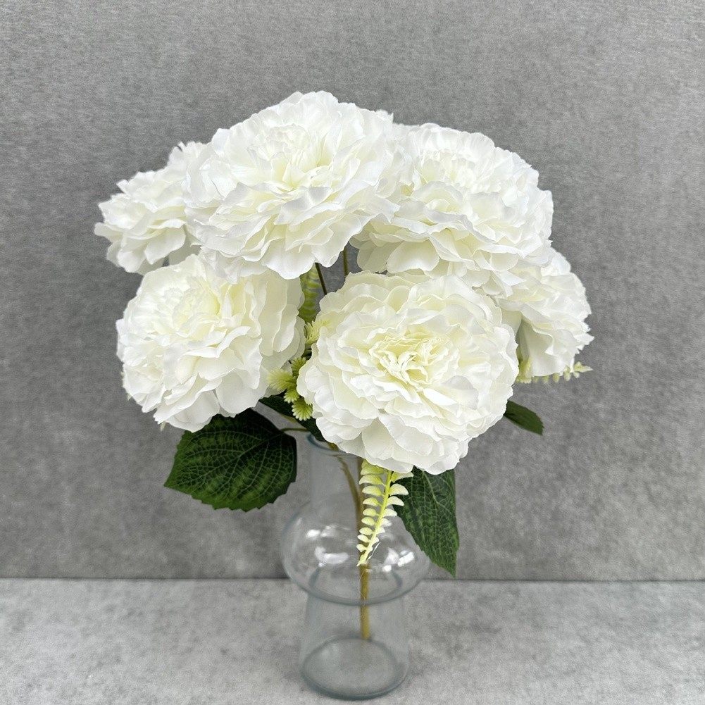 7 Artificial Peony Flowers White Black Red Blue Green Light Purple Deep Pink