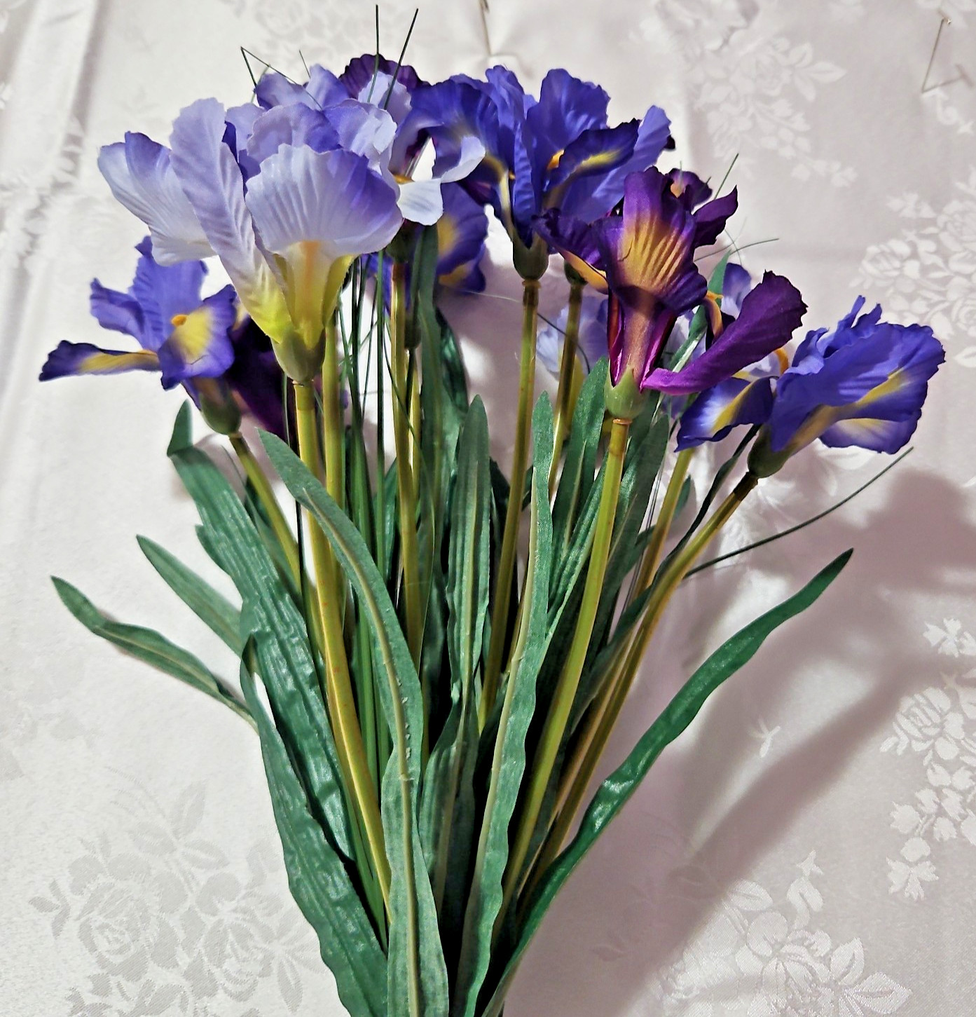Home Interiors Purple Lavender Blue Iris Greenery Bouquet/ 18 inches tall/ New
