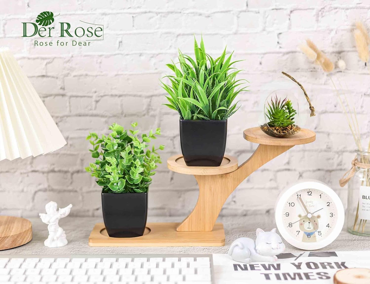 2 Pack Fake Plants Small Artificial Potted Plants Faux Plants Black Bathroom Acc