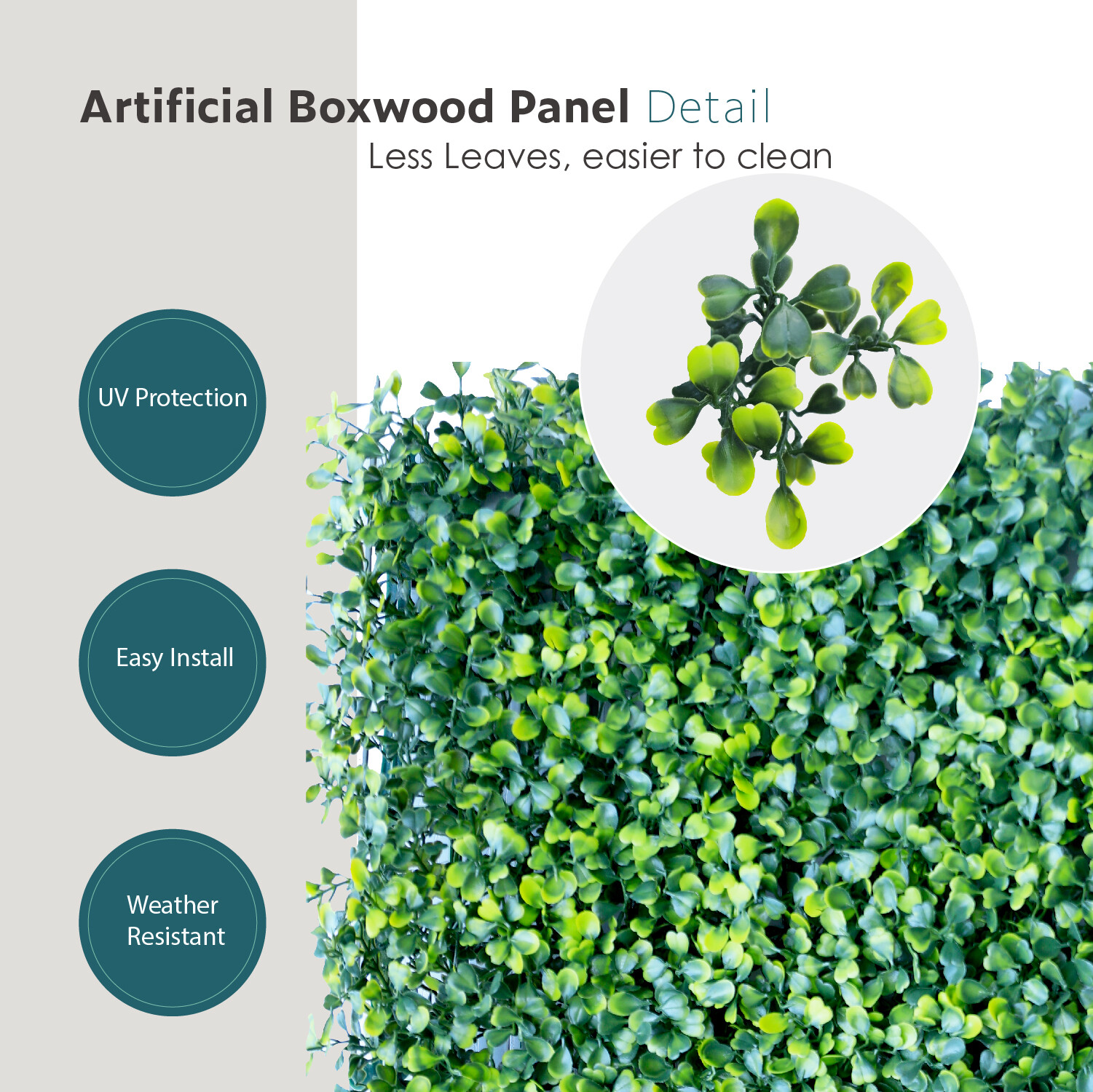 20″ Artificial Milan Leaves Mat Faux Fence Panel Wall Decor Grass Plant Hedge