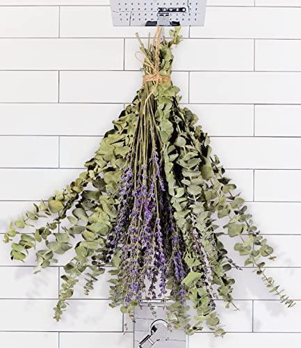 115 PCS Dried Eucalyptus Stems & Lavender Flowers Bundle for Shower, 17”