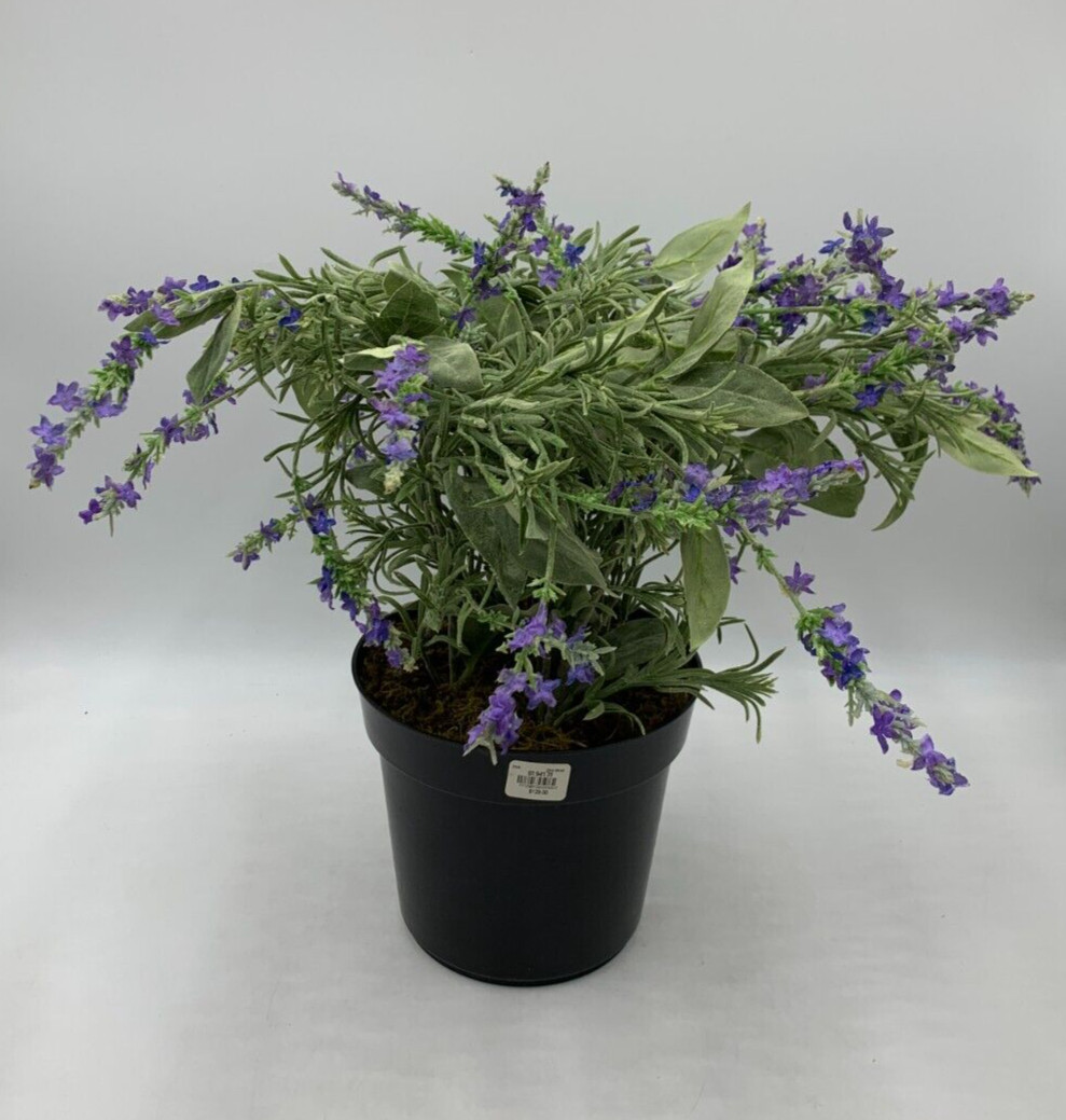 Pottery Barn Faux Potted Lavender in Terracotta Pot Large 24.5″ H #1695 READ