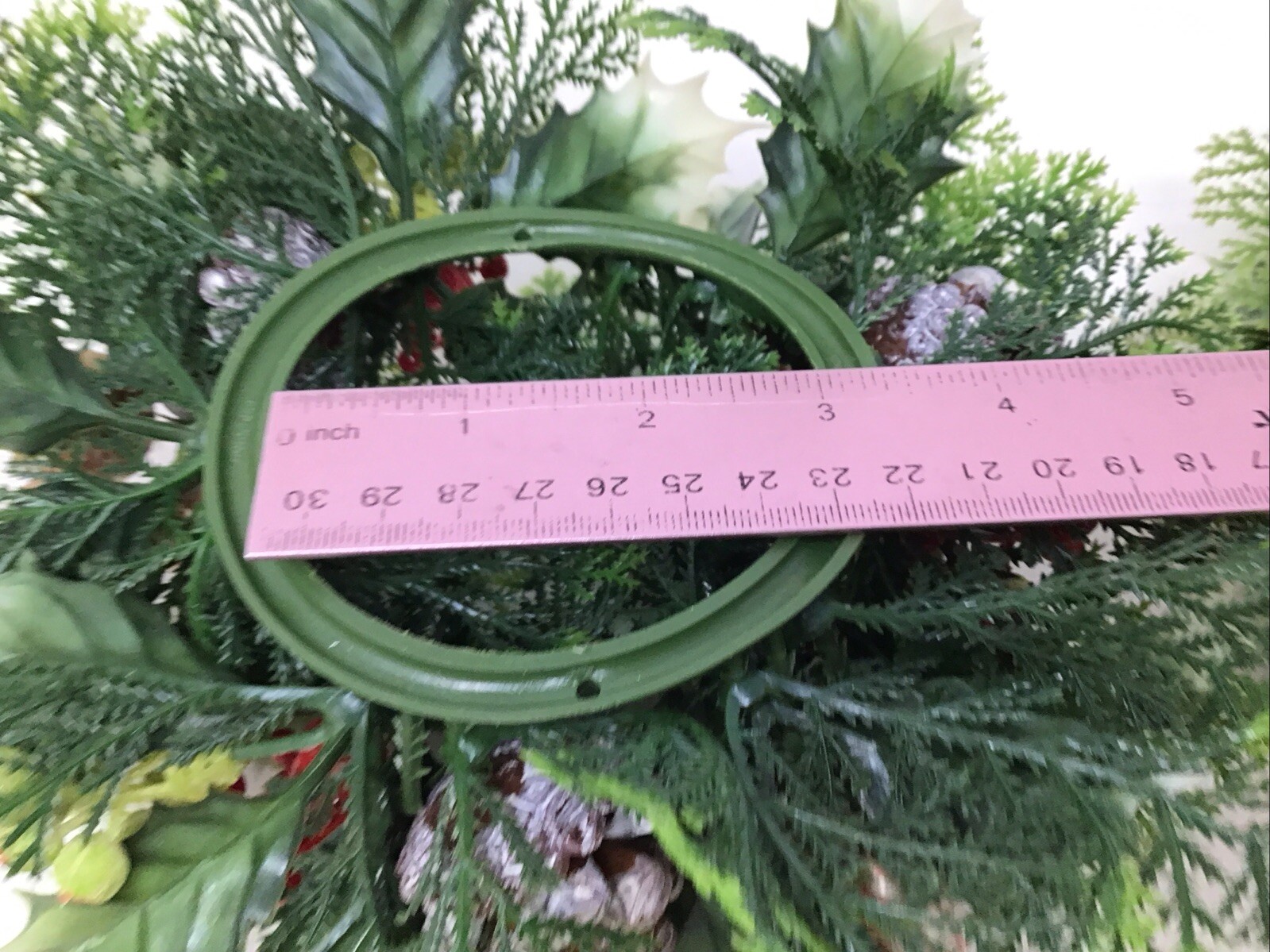 Christmas Wreath Ring Plastic Set Of 3 Berries Holly Bulbs Greens Vintage