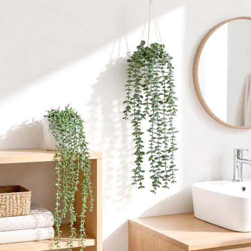 2Pcs Artificial Hanging Plants Macrame Hanger Pots Indoor Wall Home Decor |
