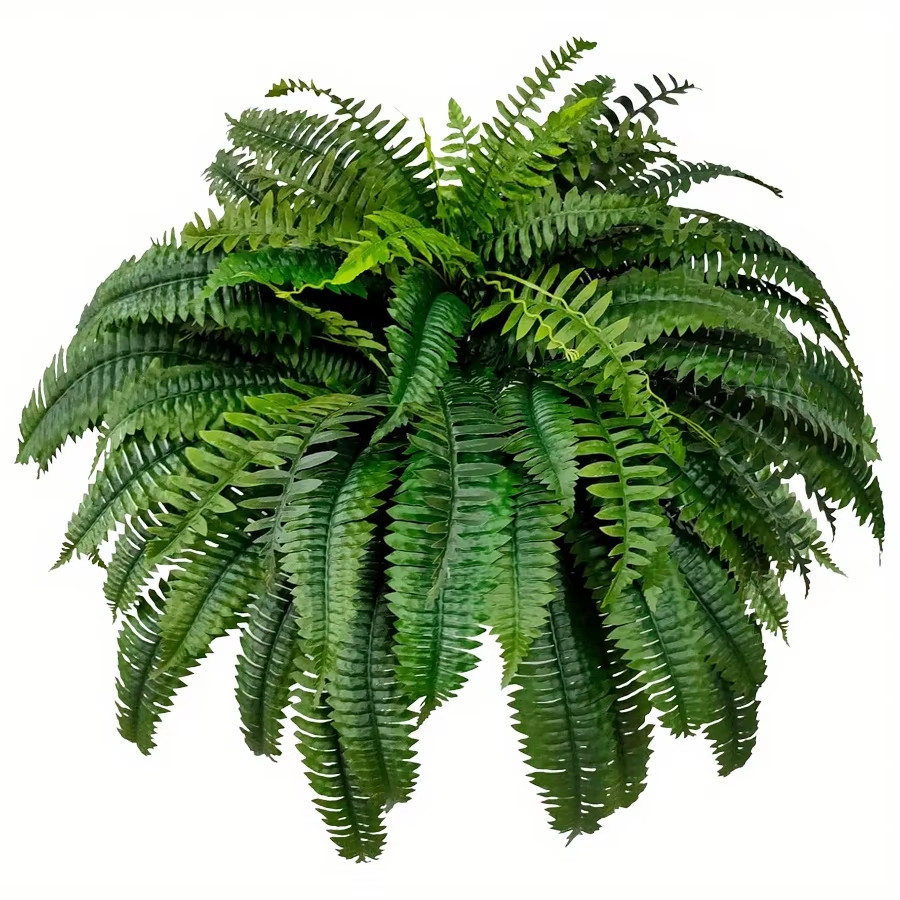 2Pcs Artificial Boston Fern Bush UV Resistant Large Faux Ferns Artificial Plants