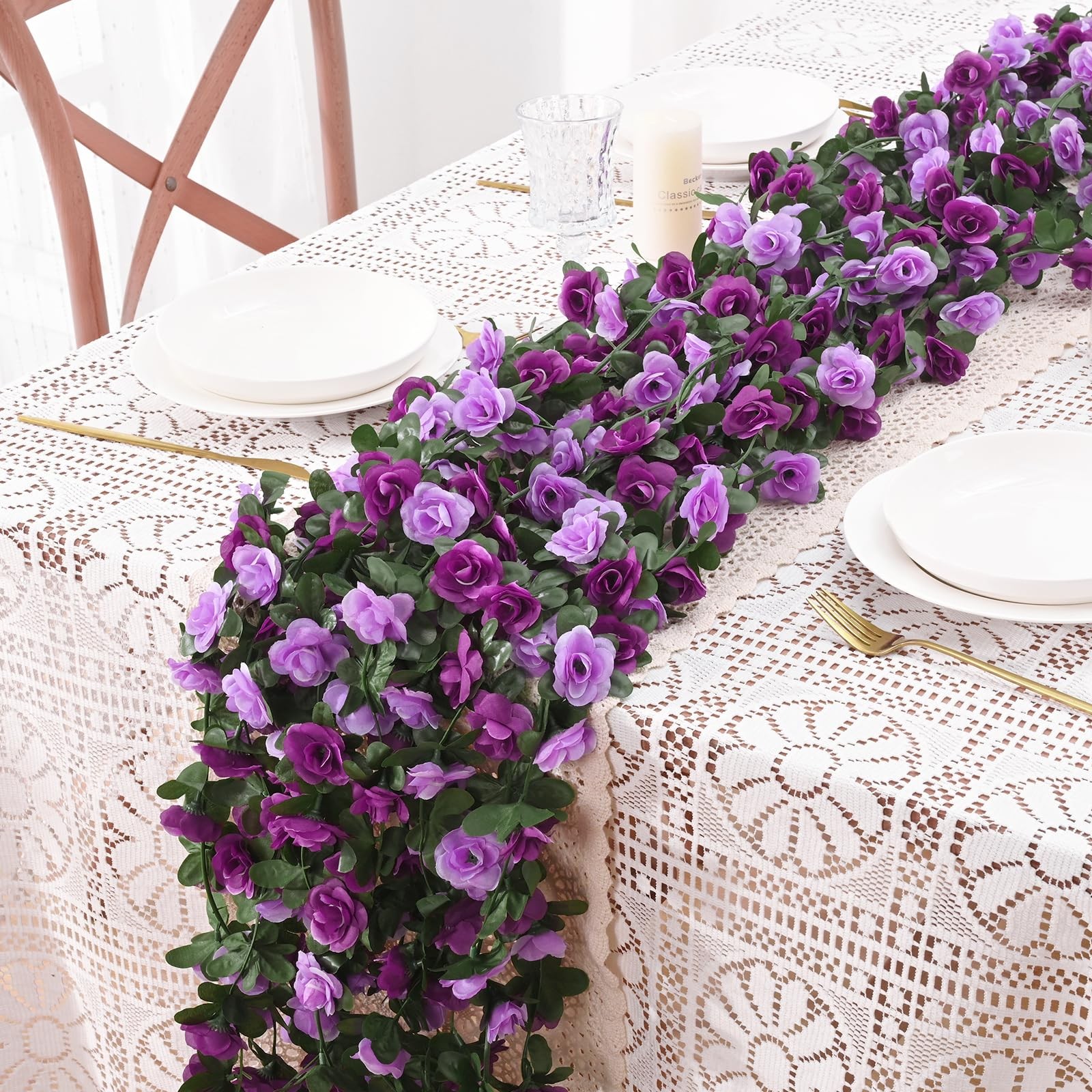 5Pcs 41Ft Flower Garland Artificial Rose Vines for Bedroom, Cute Fake Hanging…