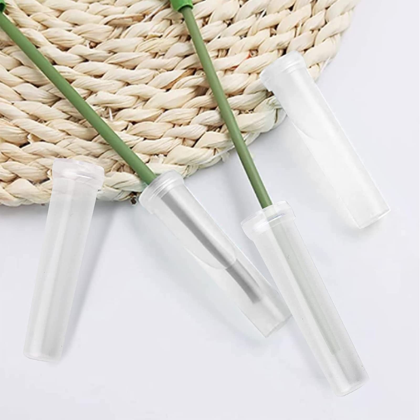 20 PCS White Clear Plastic Floral Water Tubes with Caps for Flower Arrangements