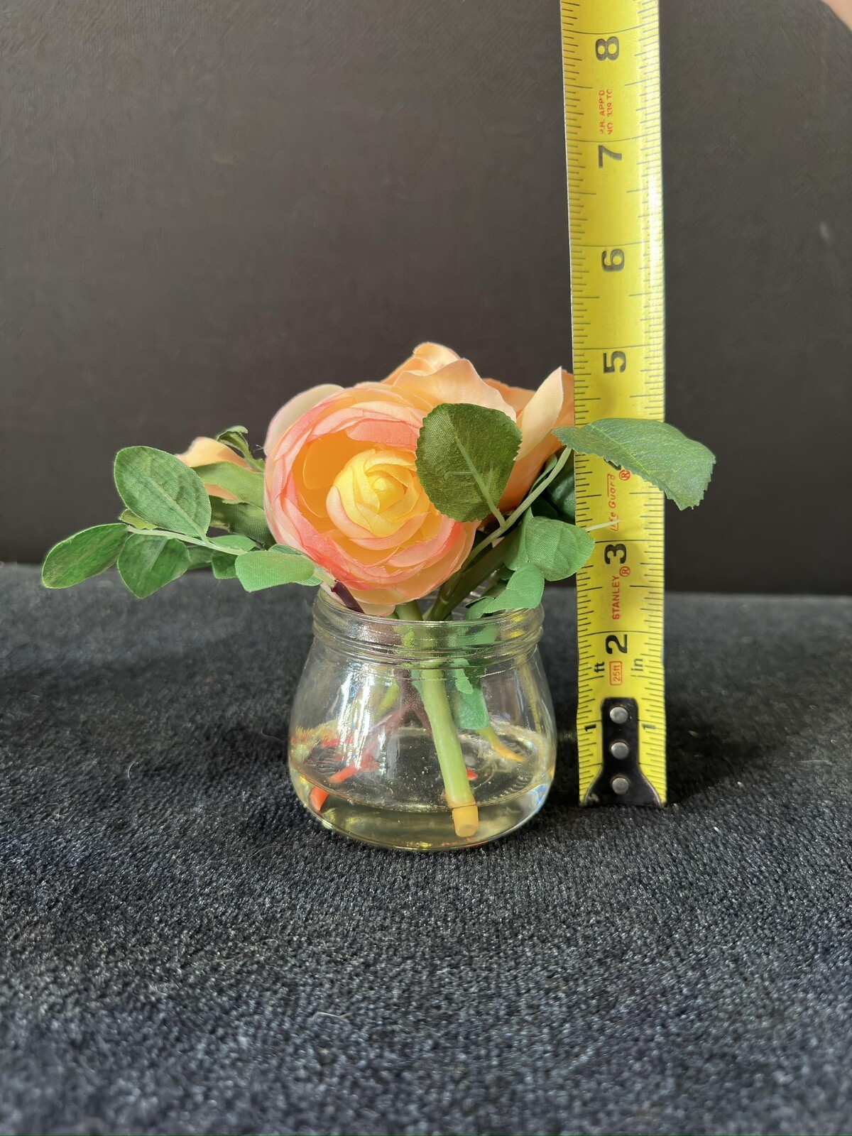 Faux Pink Rose Plant in Glass Jar Artificial Plants 5”X 5”