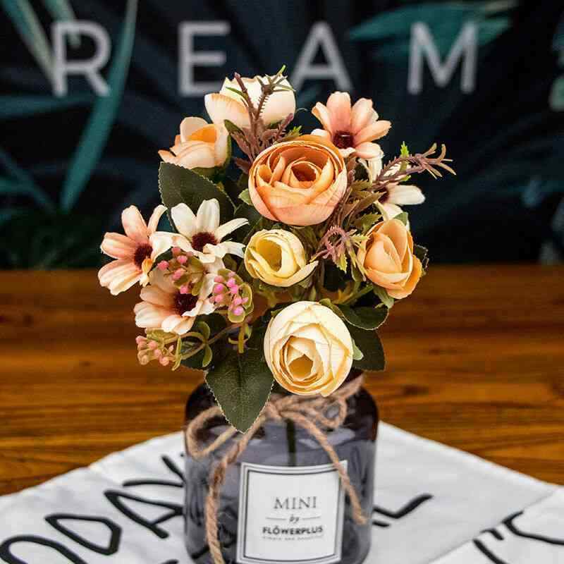 Retro 1 Bunch Wedding Decor Rustic Cozy Home Rose Fake Flower Artificial Flowers