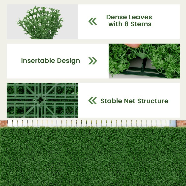 12PCS Plant Panels Outdoor Indoor 20 x 20″ Artificial Grass Wall Panels Stand