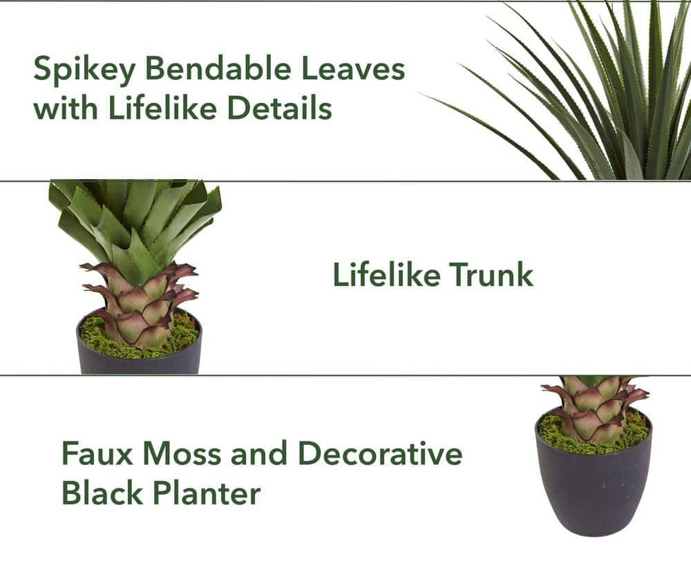 Nearly Natural Spiked Agave Green Plant 4 ft. H Artificial Plastic Indoor Decor