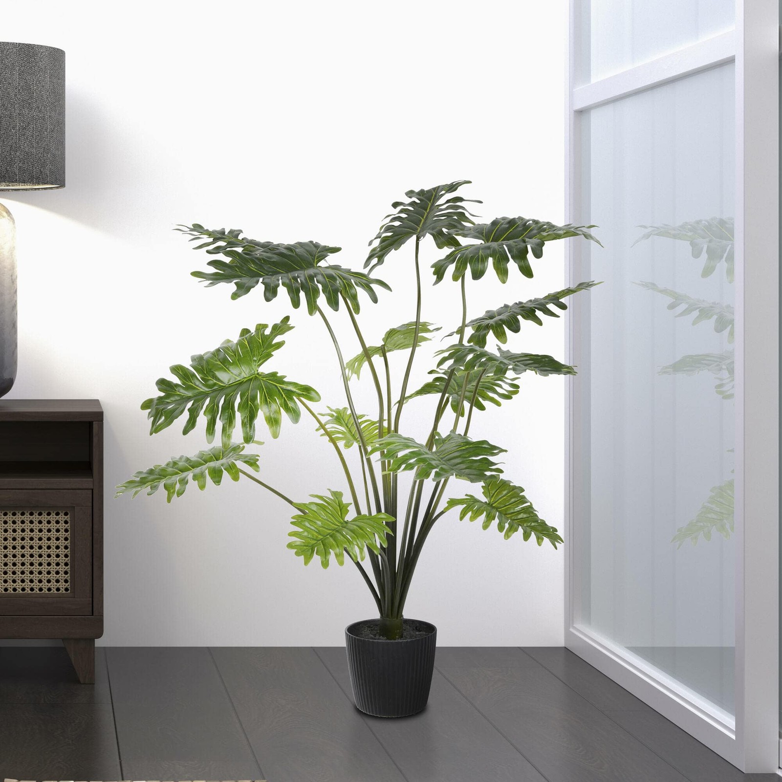 Vickerman 38″ Artificial Potted Grand Philodendron Bush.