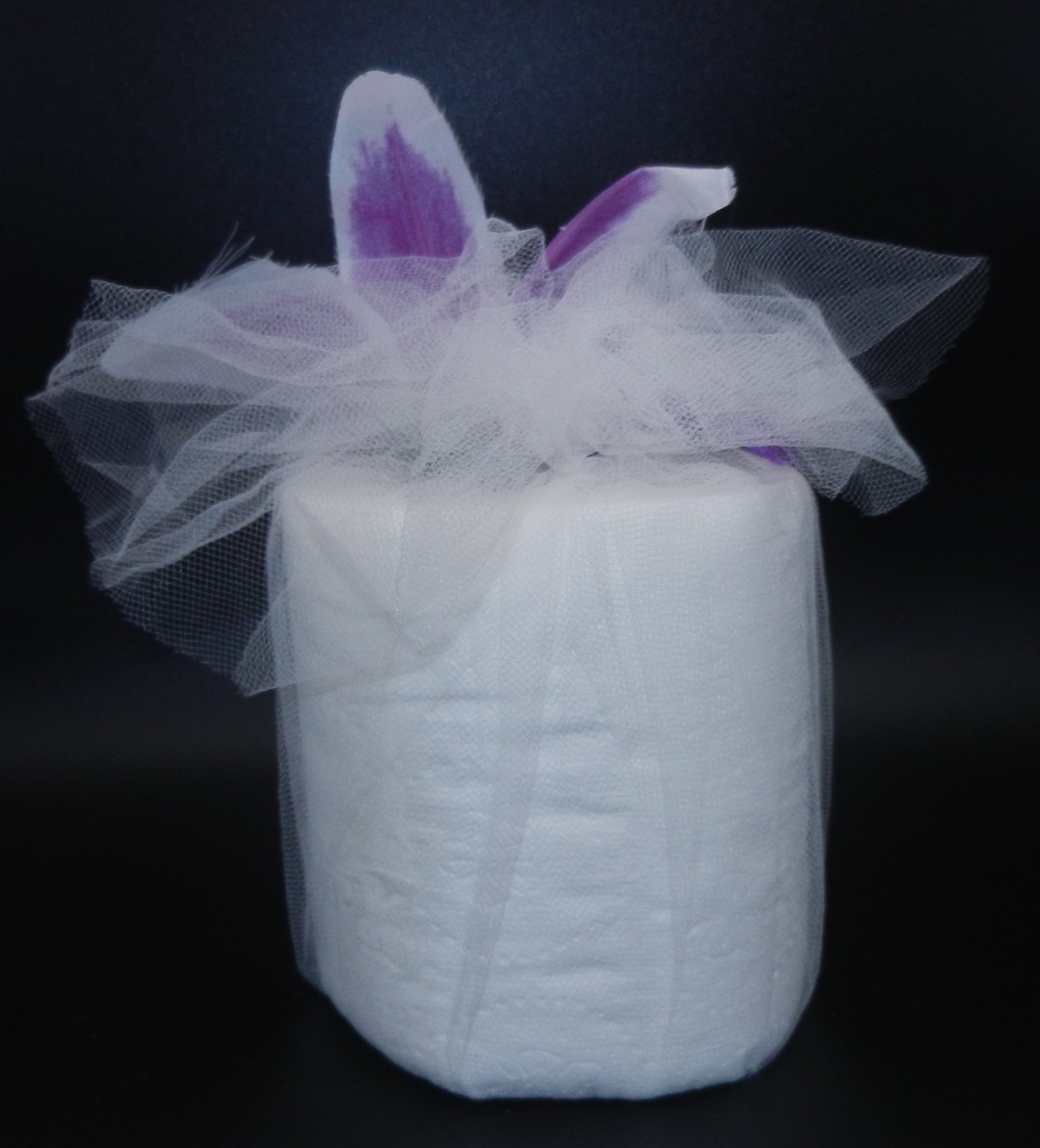 Potted Lily Plant Embroidered Toiletpaper Roll wrapped in Tulle w/Lily on top!