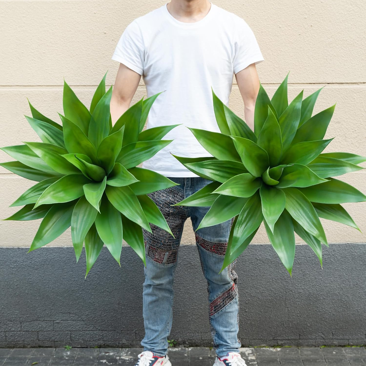 Artificial Agave Plants,Large UV Resistant Fake Agave Planters for Indoor and Ou