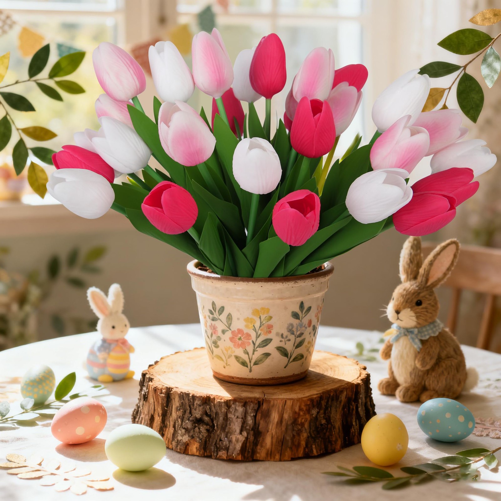 APPOK Artificial Tulips Flowers Fake Latex Tulip Stems – 30pcs Real Touch Fau…