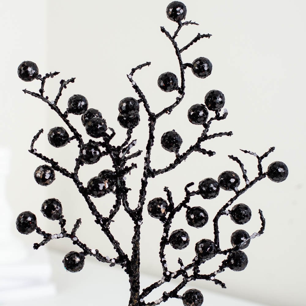 3 Factory Direct Craft Black Glittered Artificial Berry Sprays