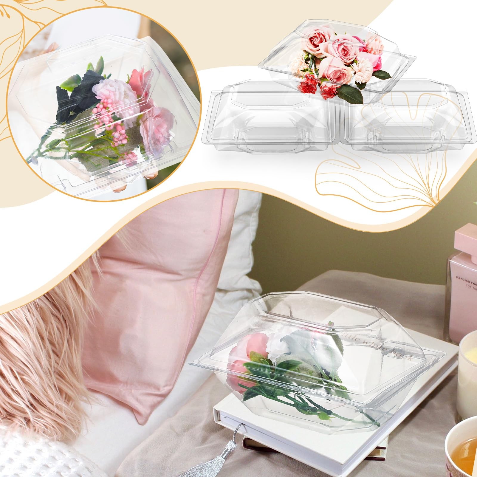 30 Pack Clear Plastic Flower Box for Corsage, Boutonniere, Rose, Orchid Prom …