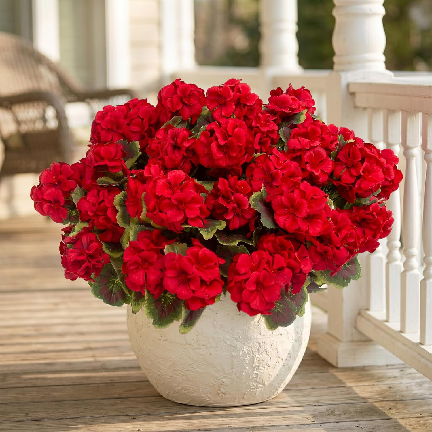 16 Pcs Artificial Geranium Plant Realistic Silk Flowers for outside UV Resistant