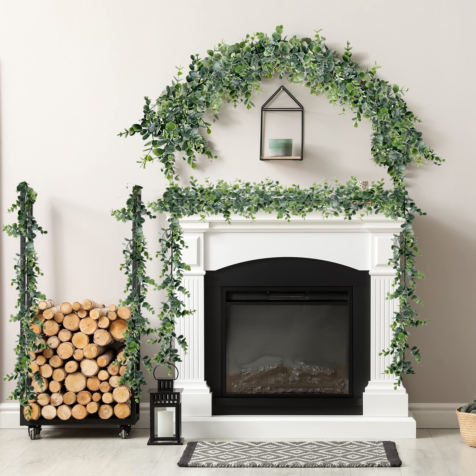 5.6ft Faux Eucalyptus Garland, 8 Pack Artificial Hanging Plants, Green