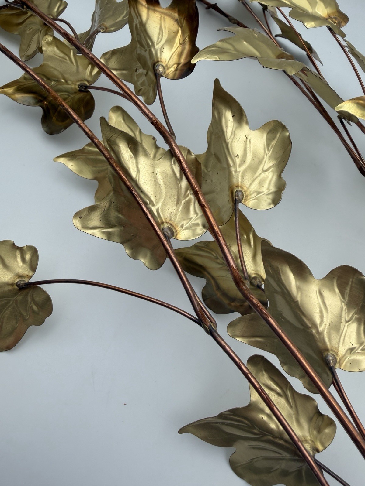 Vintage Brass Ivy Wall Decor Set Mid Century Hollywood Regency Metal Leaf (Pair)