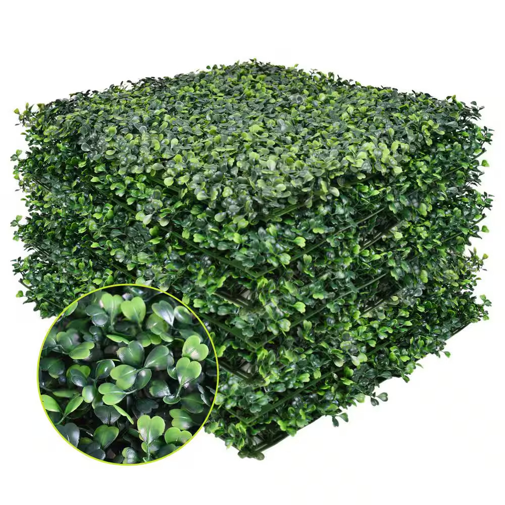 12-Pieces 20 In.X20 In. Artificial Greenery Boxwood Panels UV Protection Boxwood