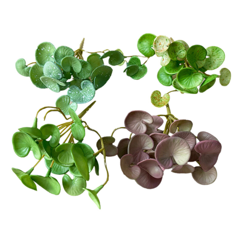 1PC Artificial Plant Mini Bouquet Copper Coin Grass Soft Glue False Green Plants