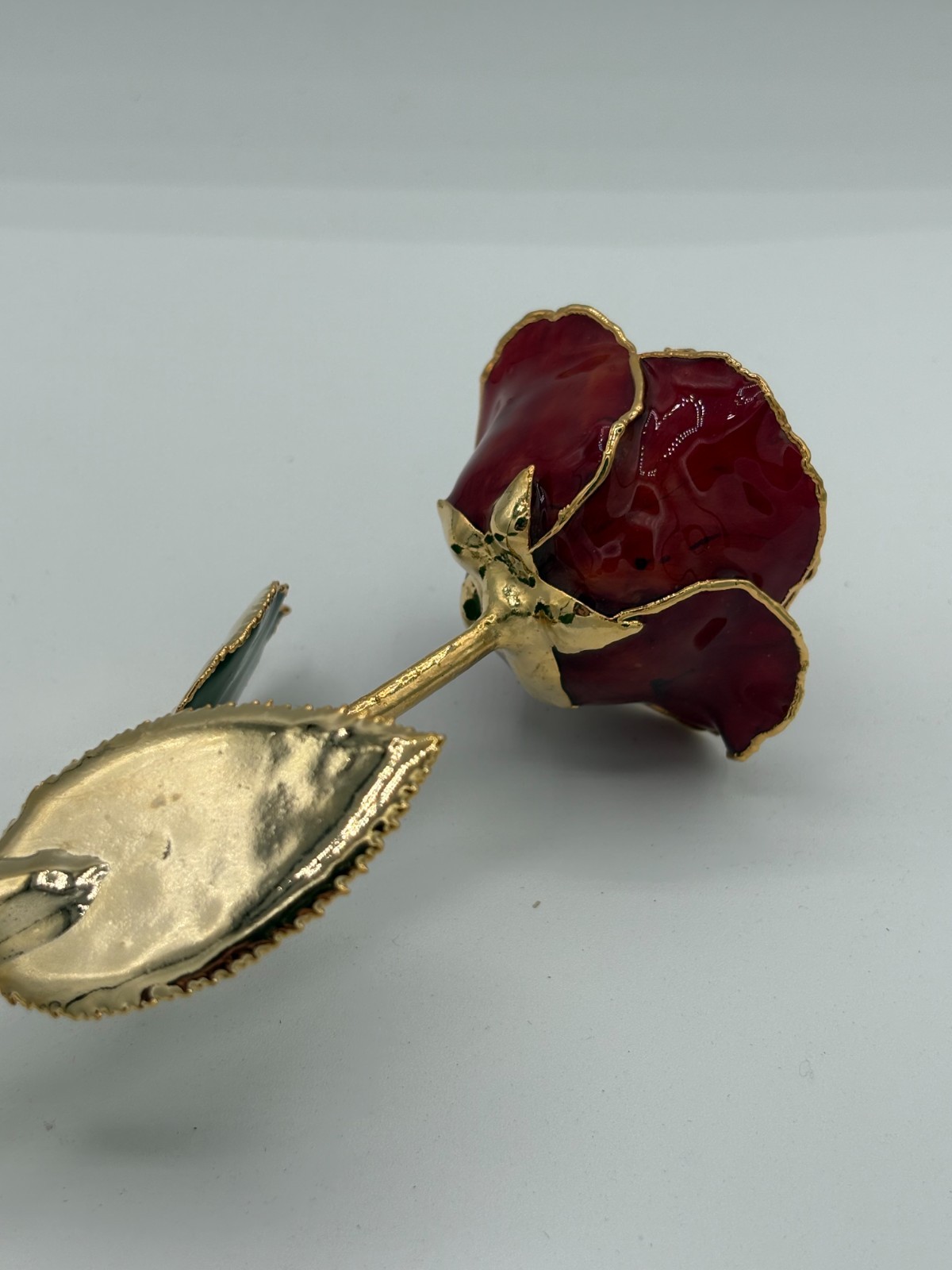 24k Gold Dipped Burgundy Rose Forever Flower Long Stem 10.5″