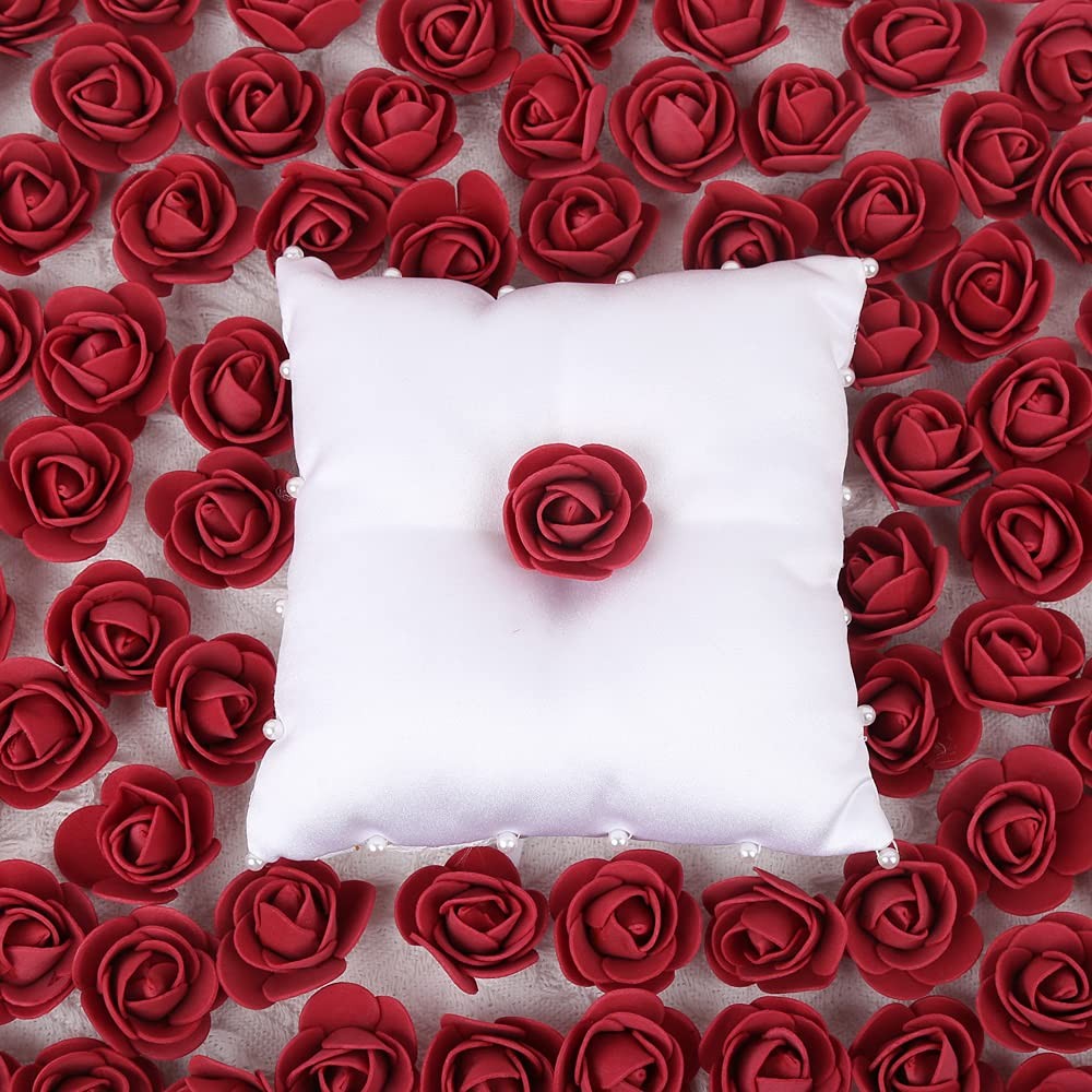 500 PCS Burgundy Mini Artificial Foam Rose Heads Fake Flower DIY Crafts Decor