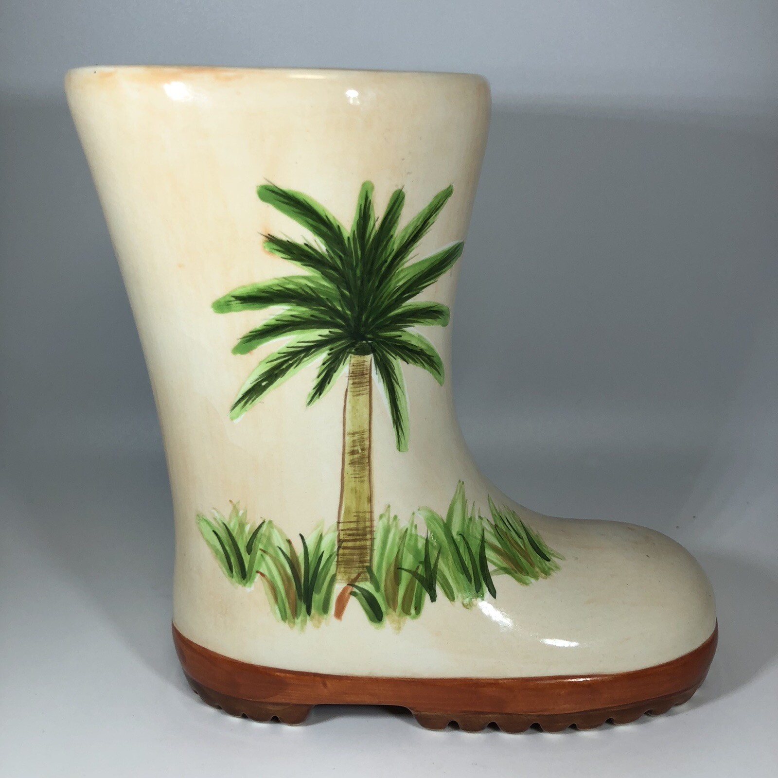 Ganz Ceramic Rain Boot Palm Tree Planter