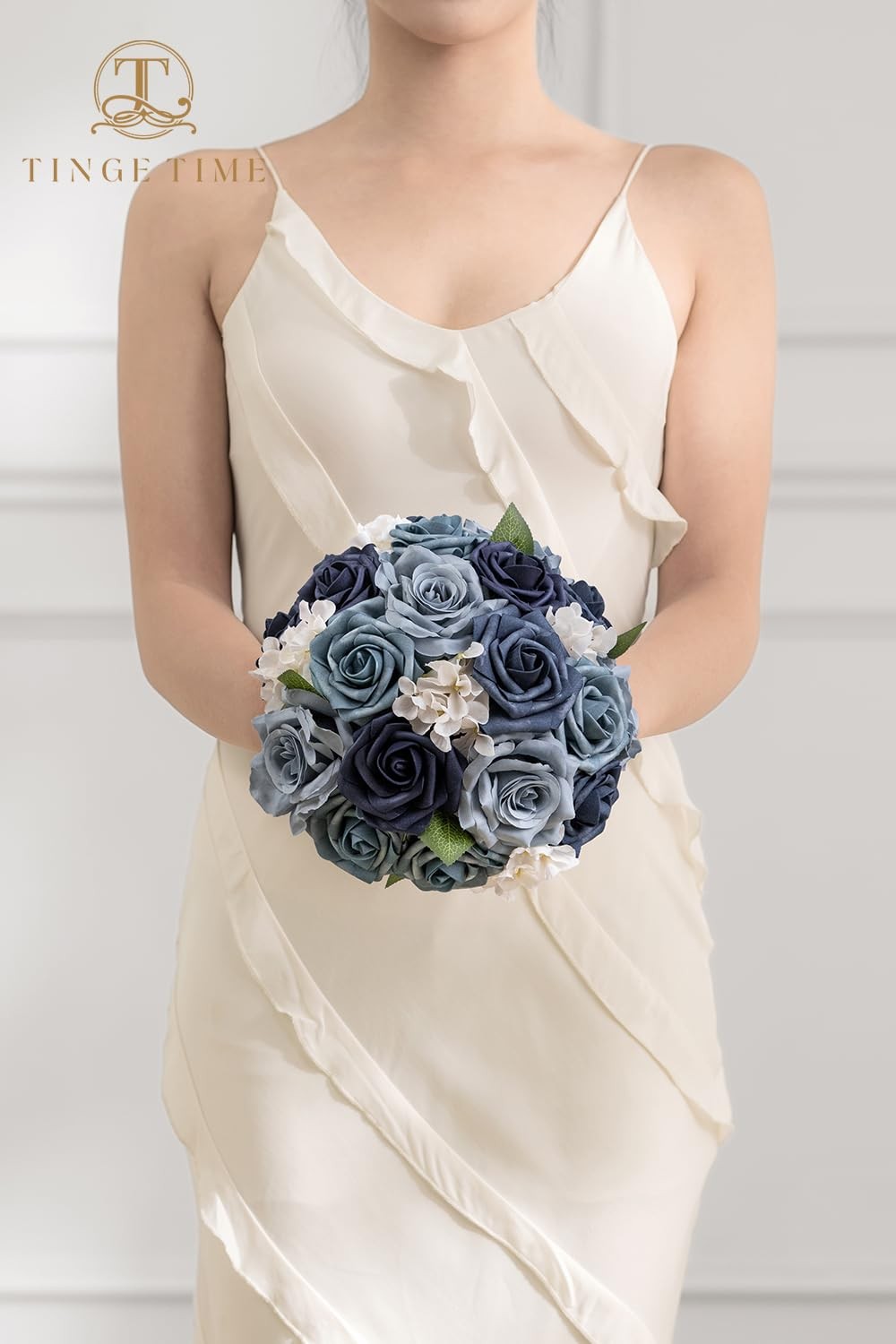 TINGE TIME Navy Blue Artificial Flowers Combo Box Set, Gradient Color Fake Flowe