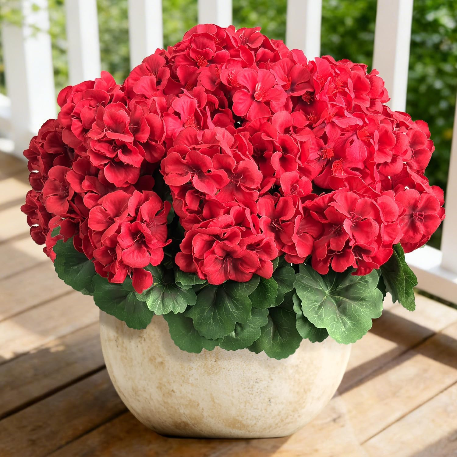 4 Bundles Artificial Geranium Flowers for Outdoors Silk Geranium Flowers Outdoor