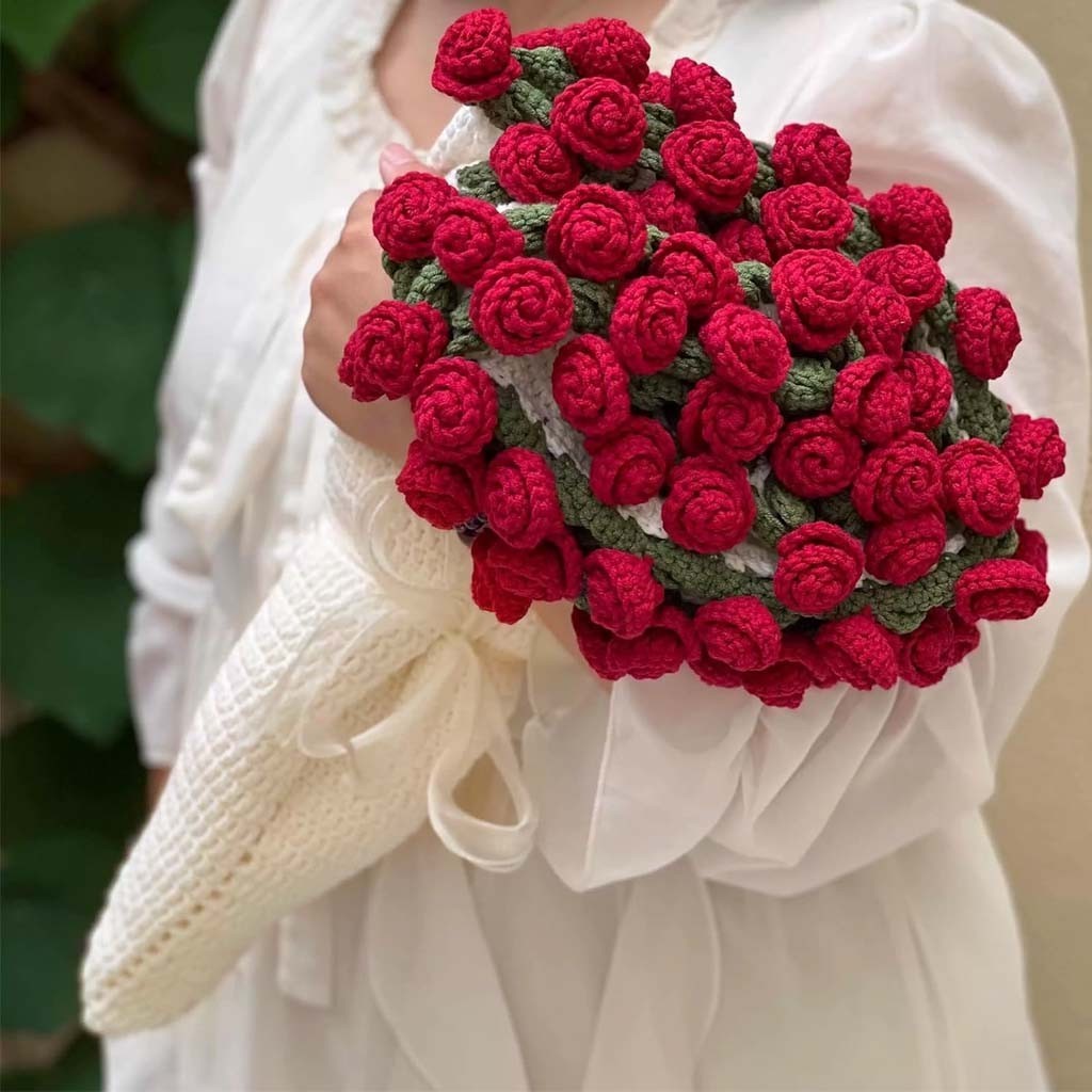 Flower Bouquet Blanket,DIY Handmade Crochet Rose Blanket,Knitted Throw Blankets
