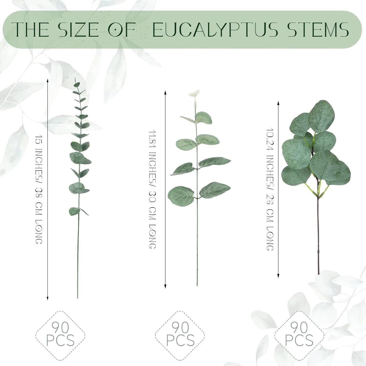 Luxury 270pc Mixed Eucalyptus Greenery Bundle – Realistic Silk Silver Dollar …