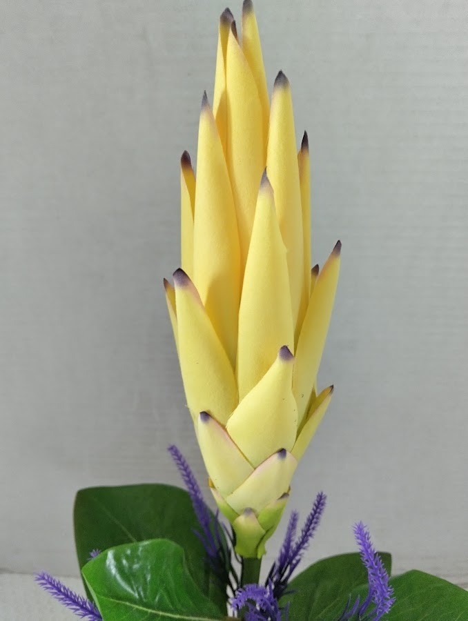 Artificial Protea Plant. Hawaiian Flowers. Tropical Flowers YELLOW