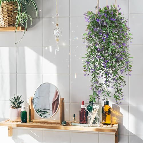4Pcs Artificial Hanging Plants Fern Vine, Faux Plastic Plants Fake Ivy Vine