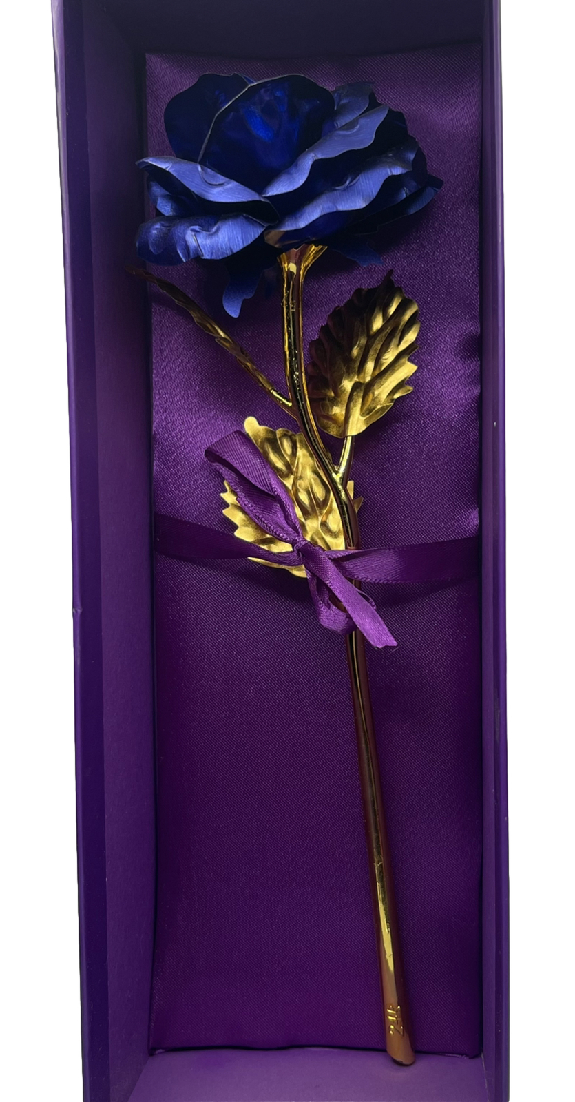 24 K Golden Foil Rose With Box Blue And Gold Plated